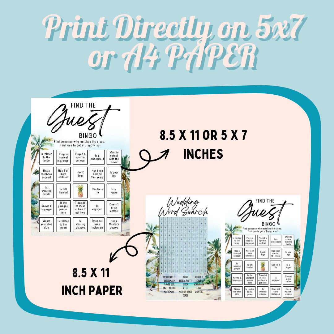 Beach Bridal Shower, Bridal Shower Bingo, Bridal Shower Bundle, Beach