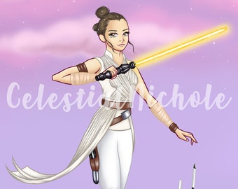 Rey Star Wars Fanart Etsy