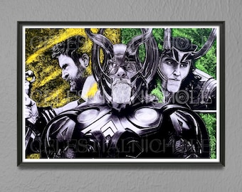 The Odinsons | Thor/Odin/Loki | 19"x13" Fan Art Print