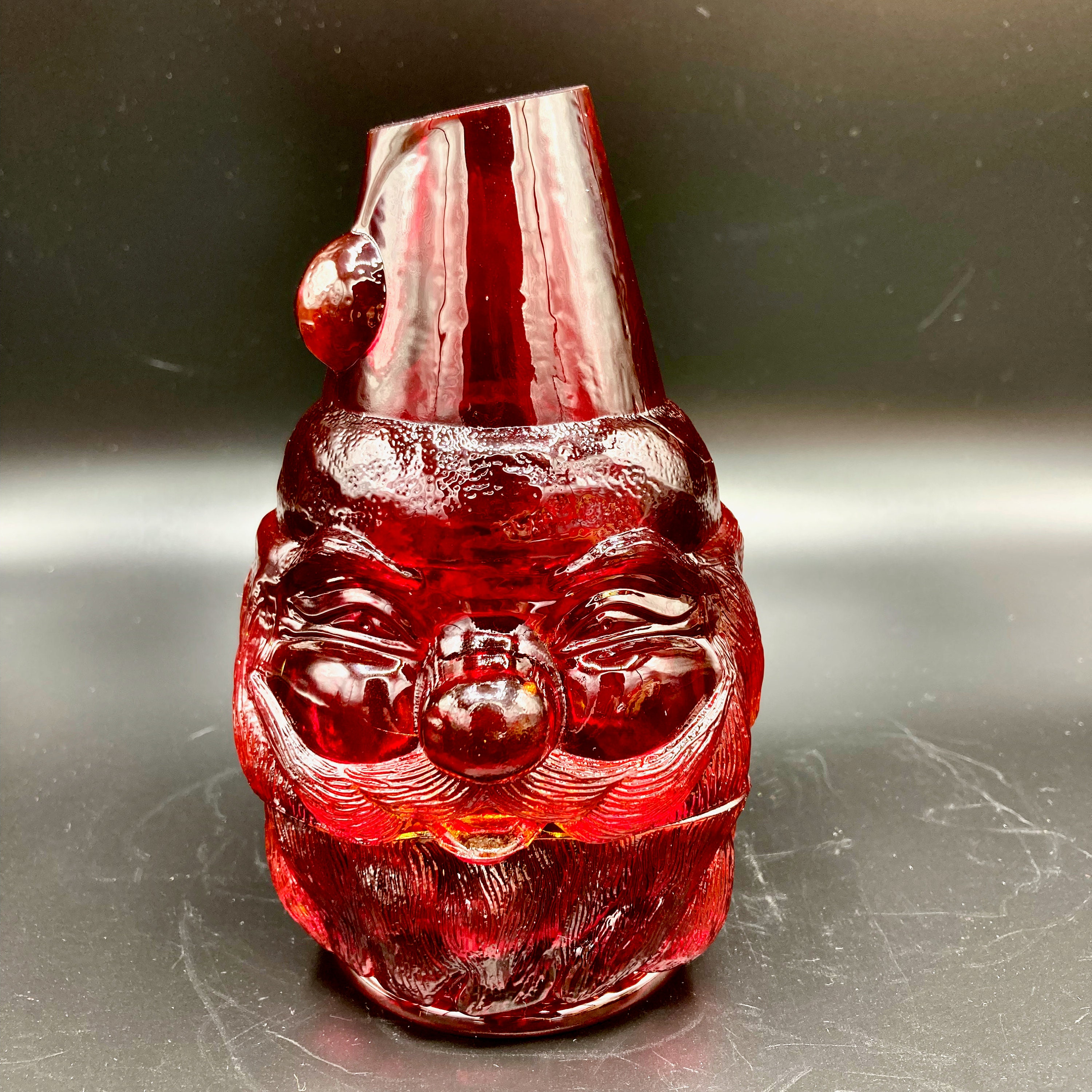 Vintage Fenton Ruby Red Santa Fairy Lamp, Two Piece Glass Votive