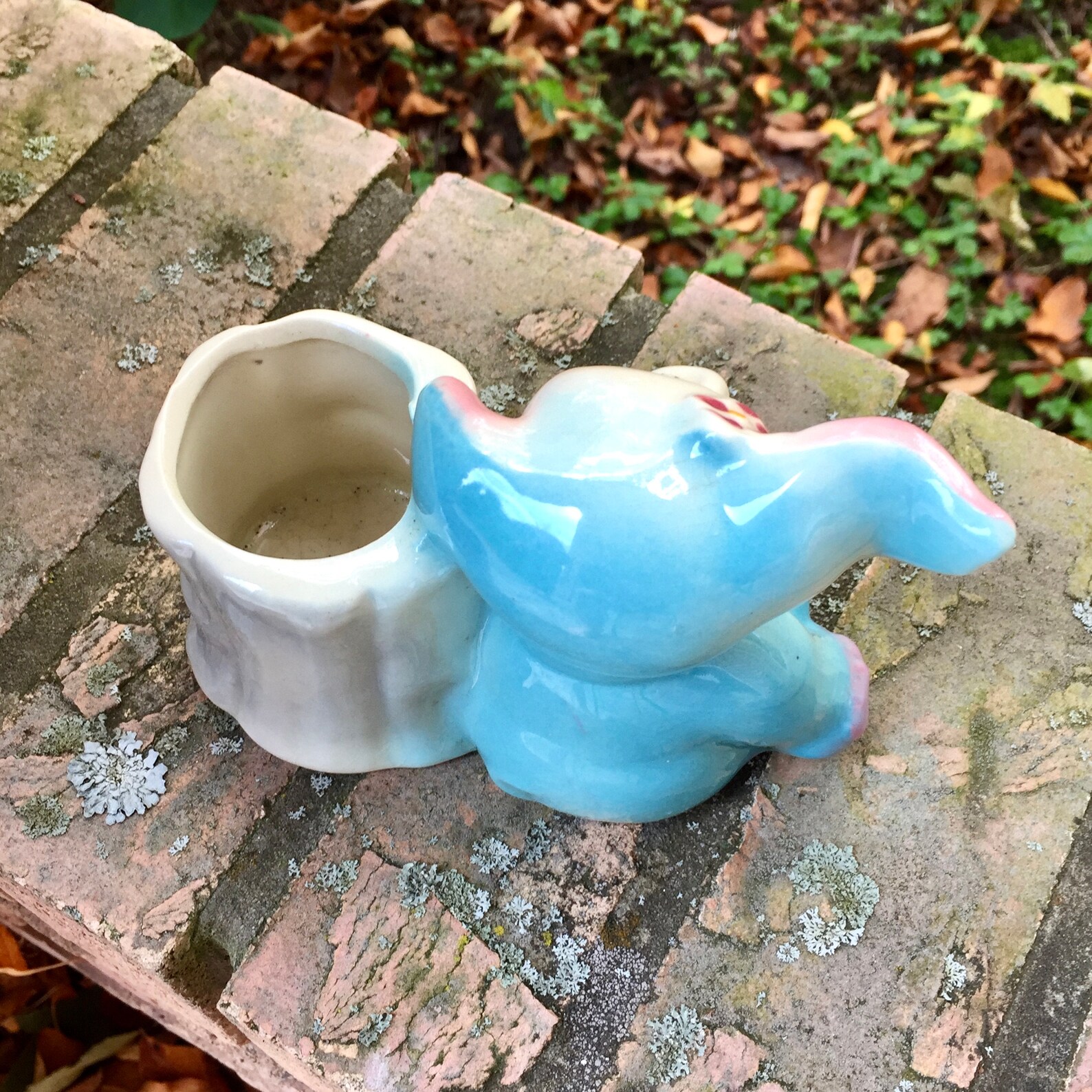 Vintage Elephant Planter by Shawnee Turquoise Pink Ivory Etsy