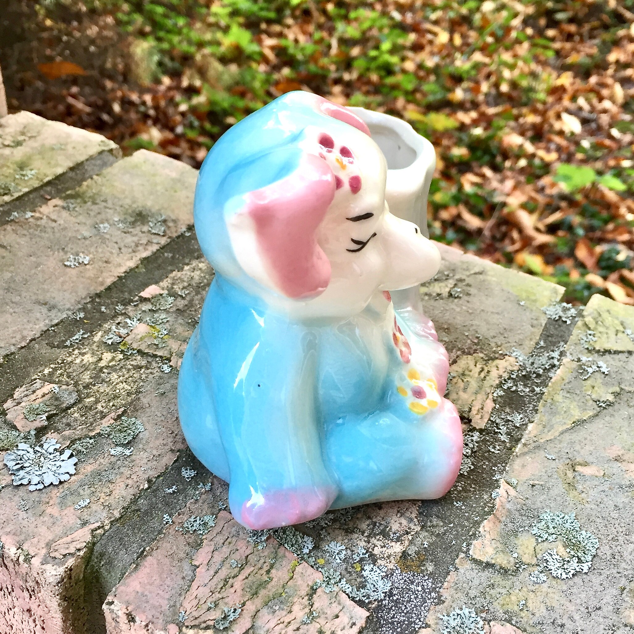 Vintage Elephant Planter by Shawnee Turquoise Pink Ivory Etsy
