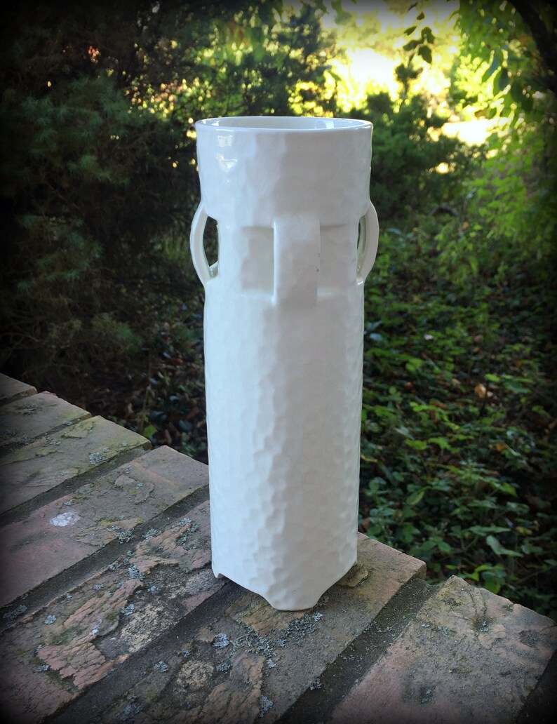 Antique Max Roesler Vase. Art Deco Footed Column Vase. White | Etsy