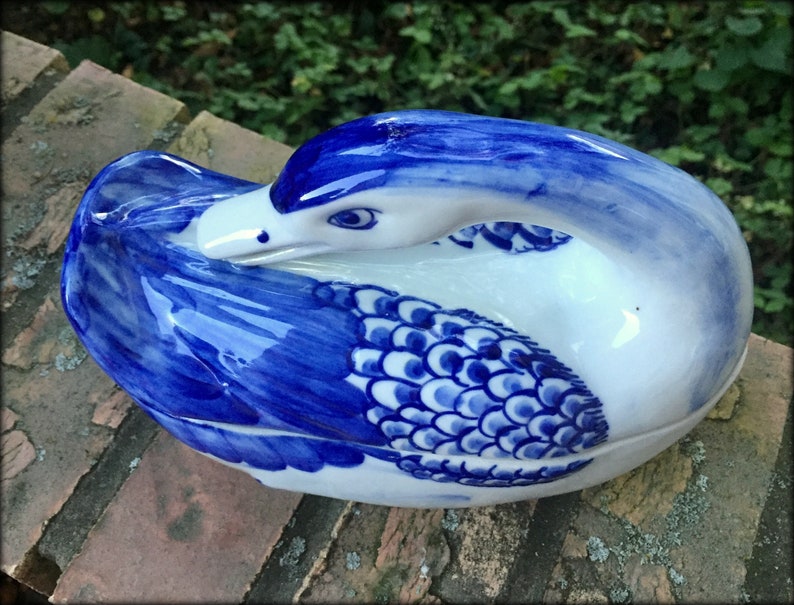 Rare Preening Duck Casserole. Blue and White Tureen Covered Etsy