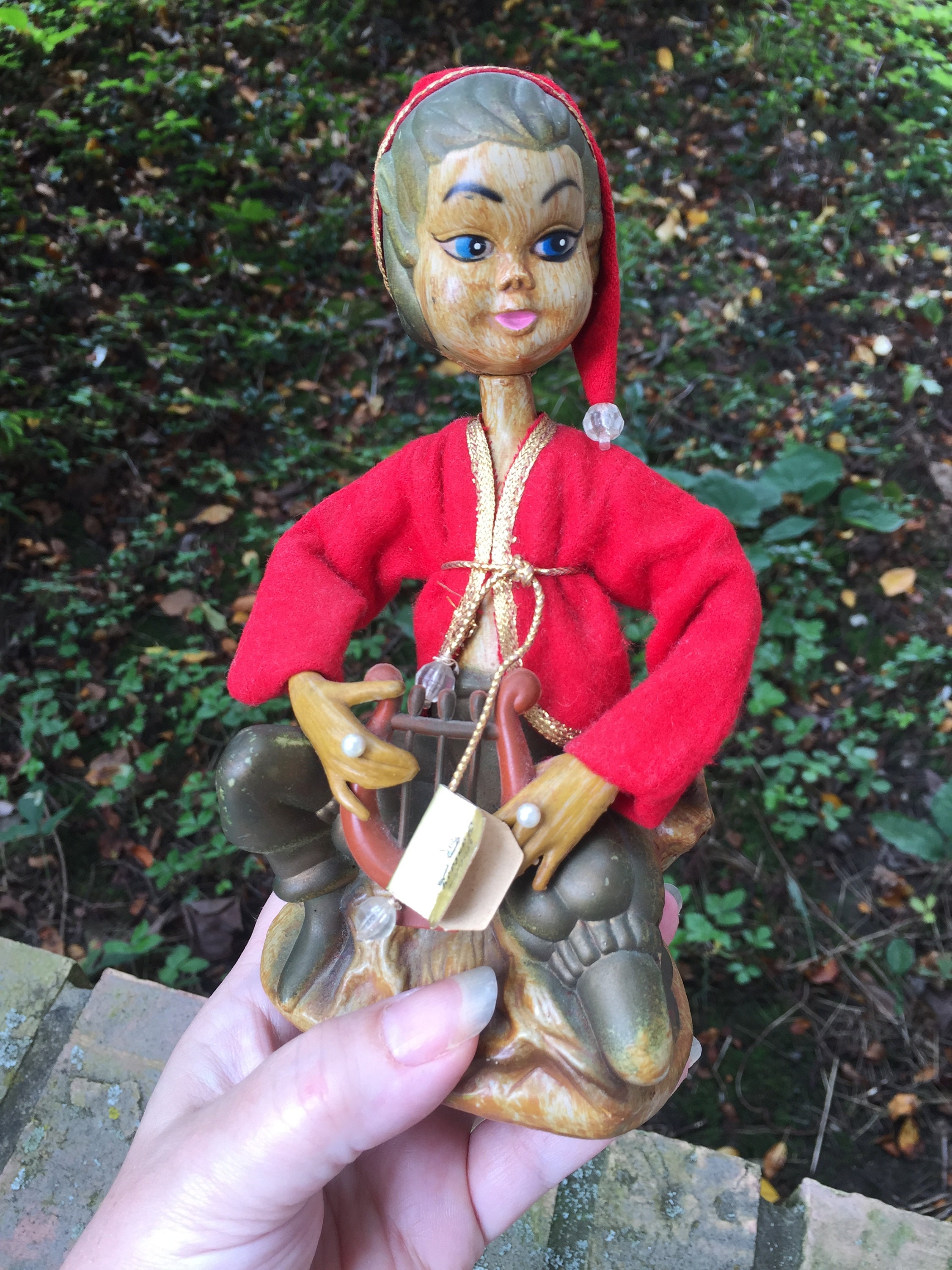 Vintage Christmas Pixie Harp Musician. Tilso Elf Figurine in | Etsy
