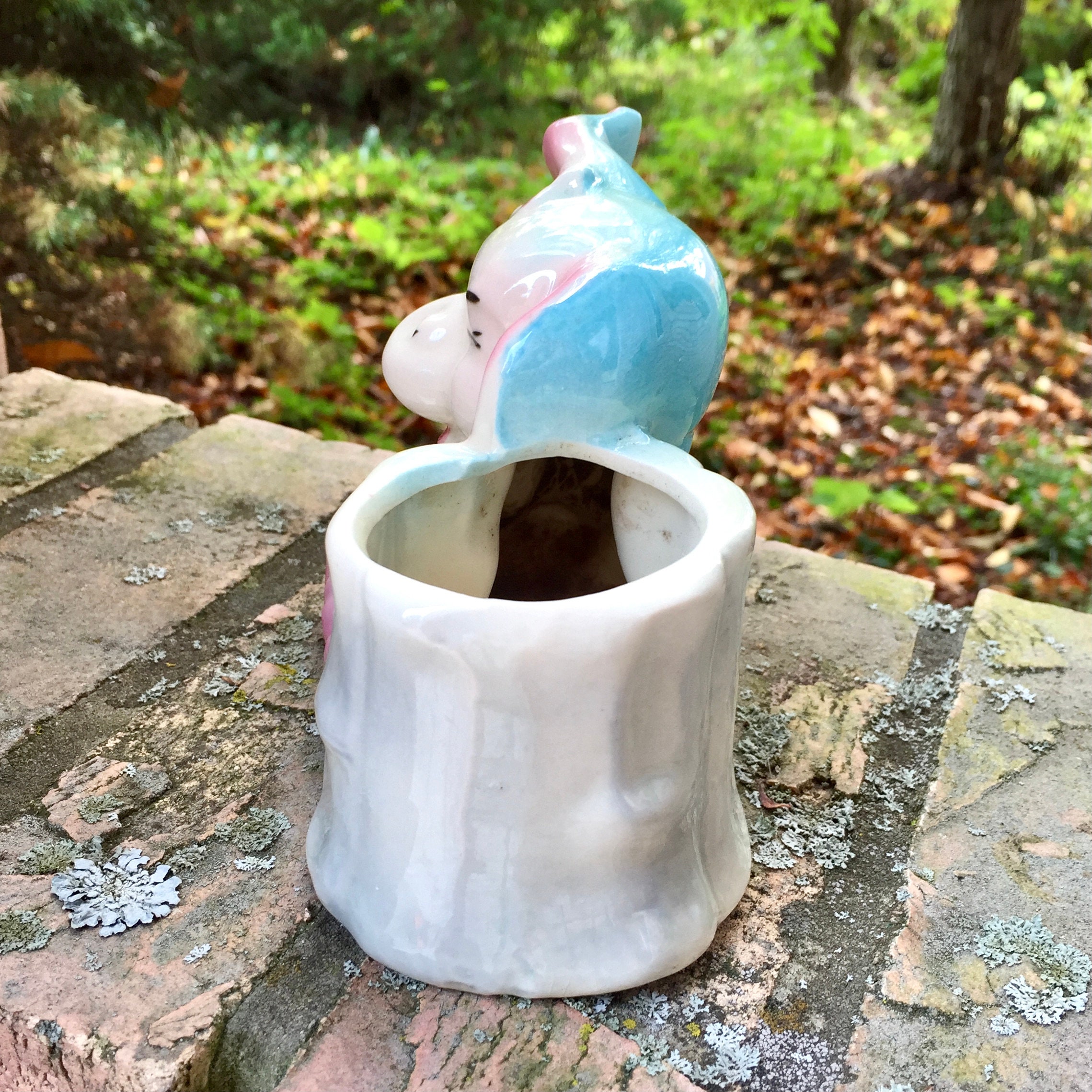 Vintage Elephant Planter by Shawnee Turquoise Pink Ivory Etsy