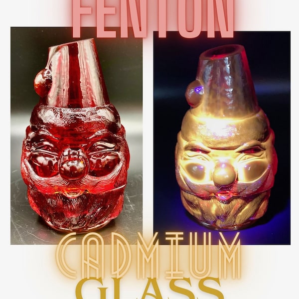 Vintage Fenton Ruby Amberina Santa Fairy Lamp, Two Piece Glass Votive Candle Holder, Cadmium Glowy Glass