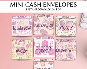 Cute Pink Mini Cash Envelope PRINTABLE - Tiny envelopes - Cash Envelope System - budget ENVELOPES