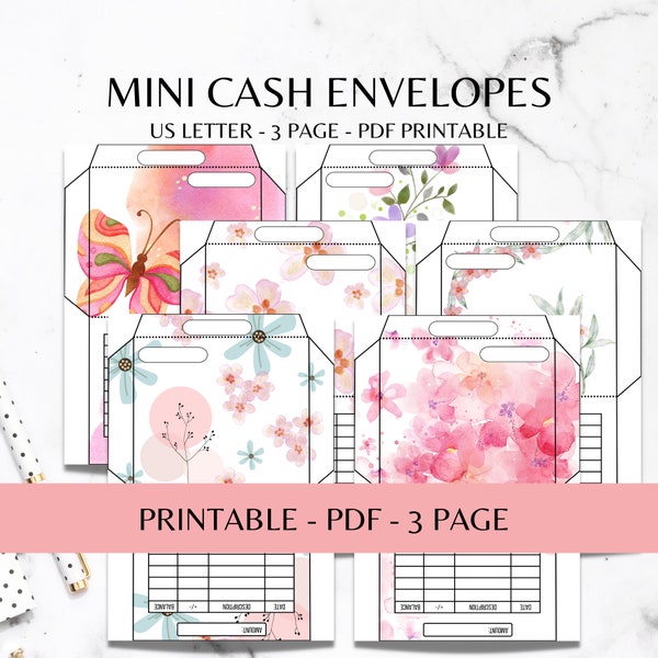 Spring Mini Cash Envelope PRINTABLE - Tiny envelopes - Cash Envelope System - budget ENVELOPES