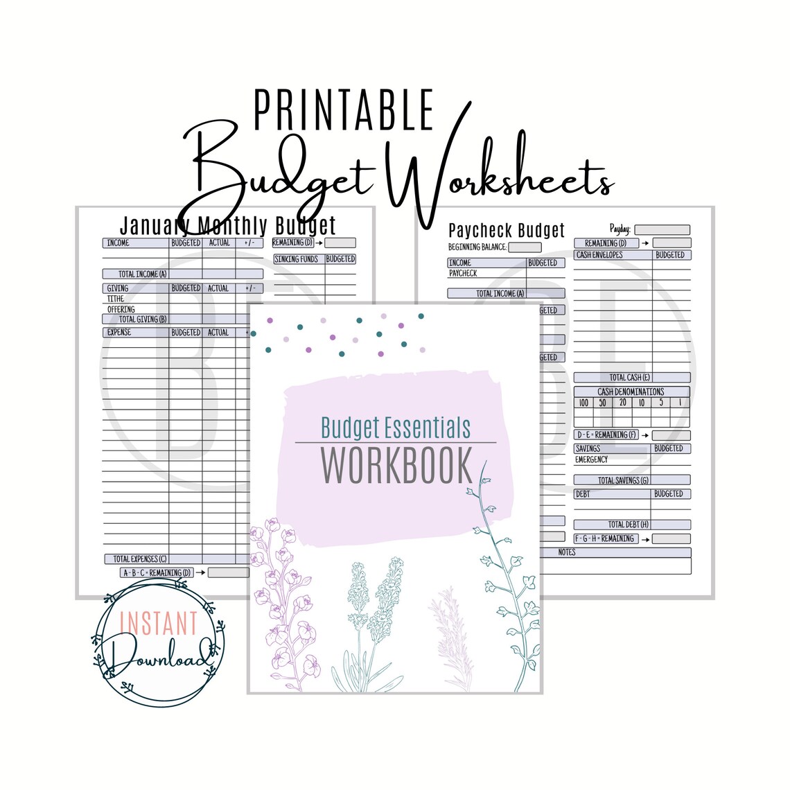 Budget Planner with cover Budget Printable INSTANT DOWNLOAD | Etsy