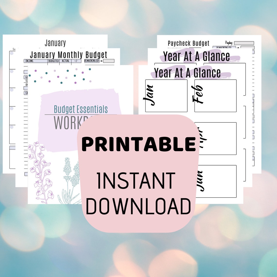 Budget Planner with cover Budget Printable INSTANT DOWNLOAD | Etsy