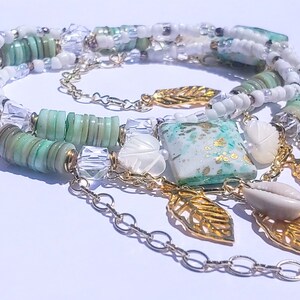 Cuentas de vientre encadenadas cian