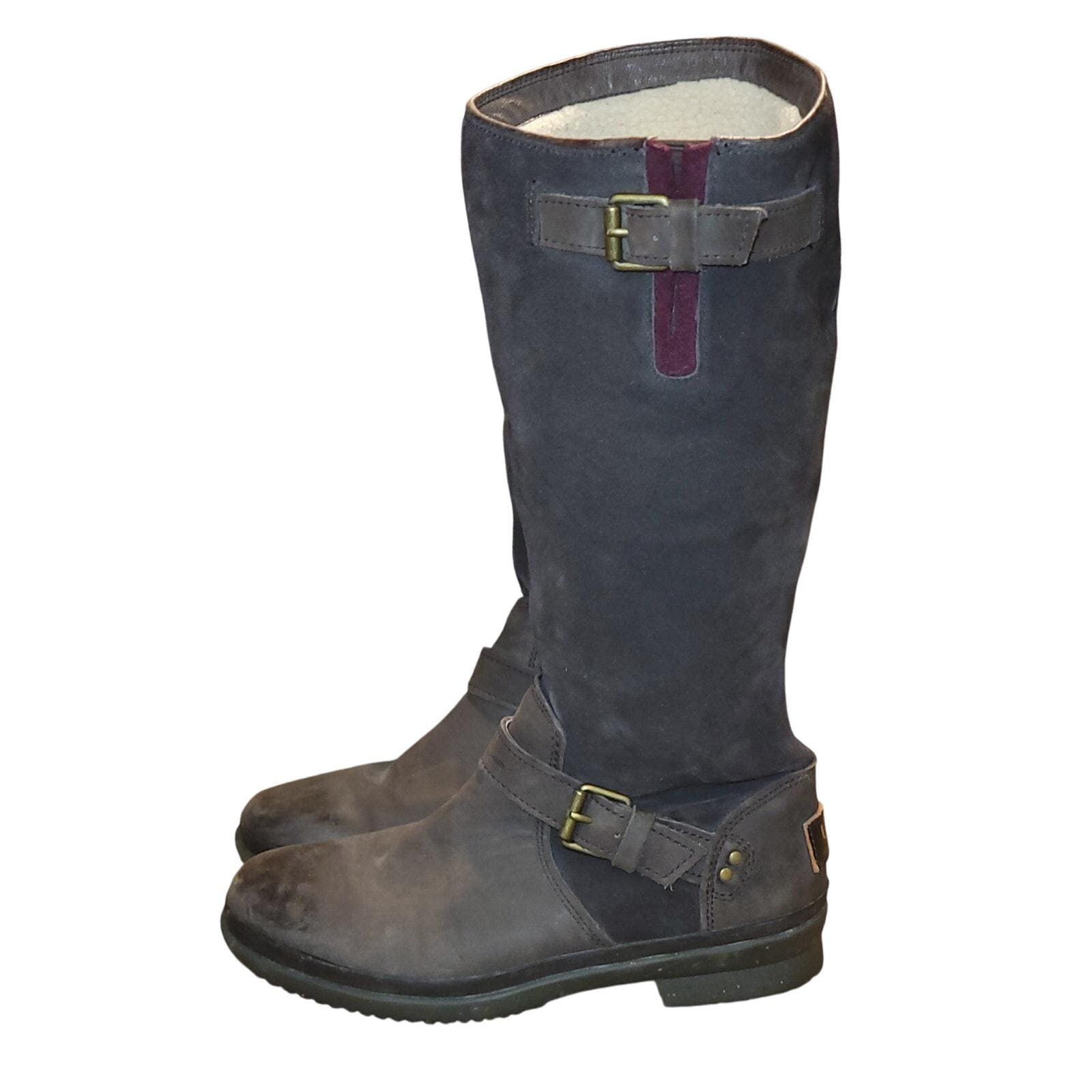 UGG Thomson Brown Leather Knee-High Boots Size 5.5