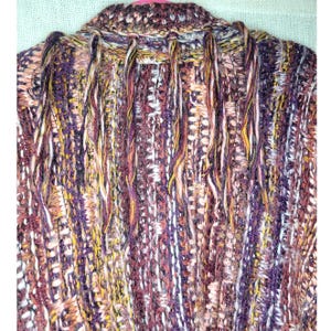 Cárdigan abierto de punto con flecos color burdeos talla XS de Free People imagen 8
