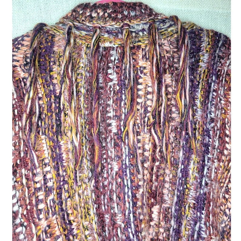 Cárdigan abierto de punto con flecos color burdeos talla XS de Free People imagen 8