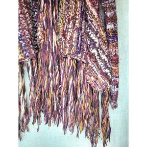 Cárdigan abierto de punto con flecos color burdeos talla XS de Free People imagen 6