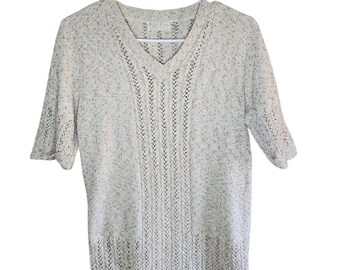 British Vogue Vintage Crocheted knit top Medium