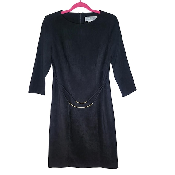 Vintage Jessica Howard Little Black Dress w Gold Details Sz8