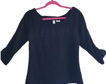 Top Anthropologie Meadow Rue de manga 3/4 M Negro Elástico