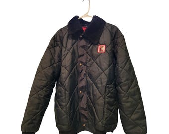 Vintage K Brand Penguin Blue Diamond Quilted Cooler Jacket, Size