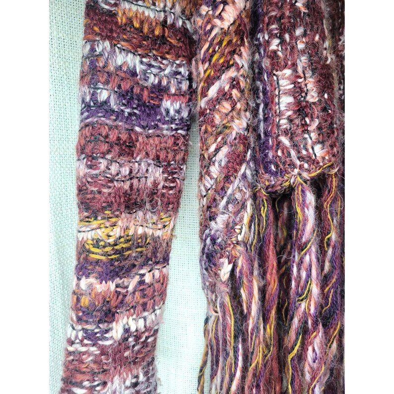 Cárdigan abierto de punto con flecos color burdeos talla XS de Free People imagen 7