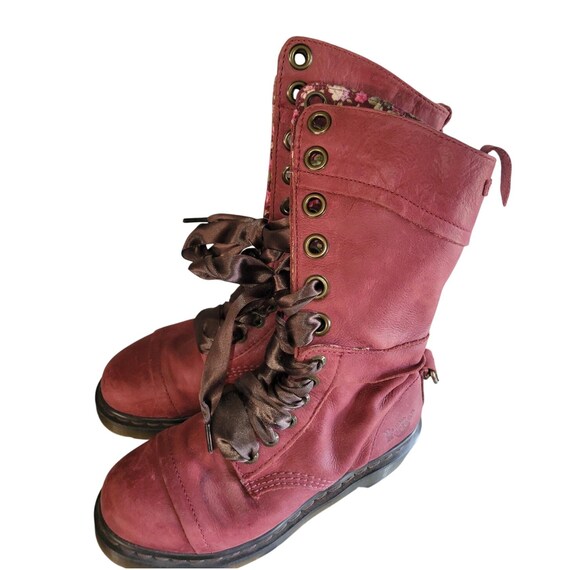 Floral Dr Martens Triumph Aimilita Cherry Red 1914 Boots US7