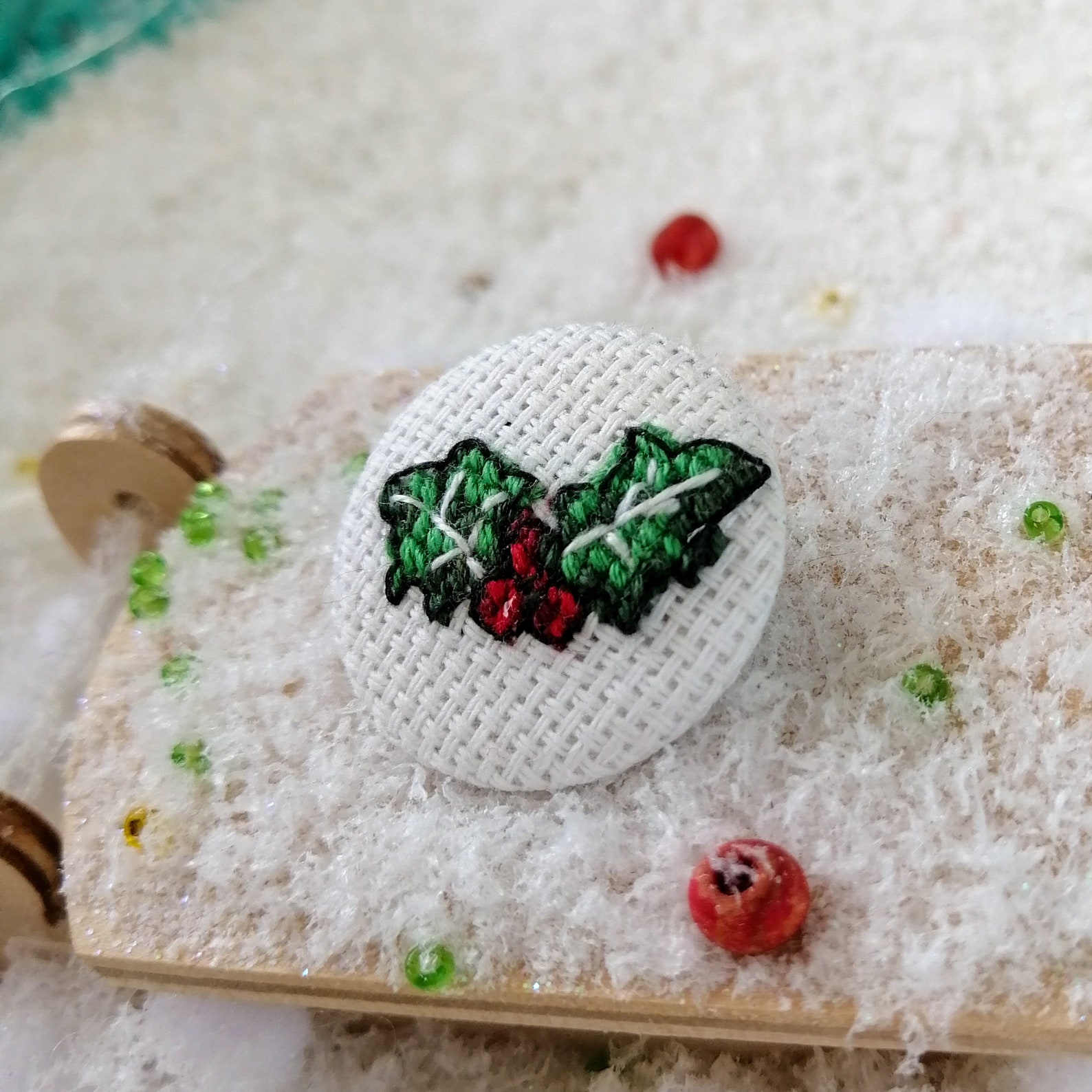 Embroidered Holly Pattern Cross Stitch Mini PDF New | Etsy
