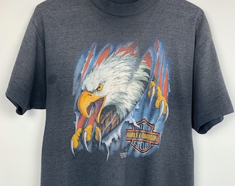 Harley-Davidson イーグル Tシャツ XL 90s 3Dエンブレム Vintage Harley Davidson 3D Emblem 1990 Eagle T Shirt - Etsy