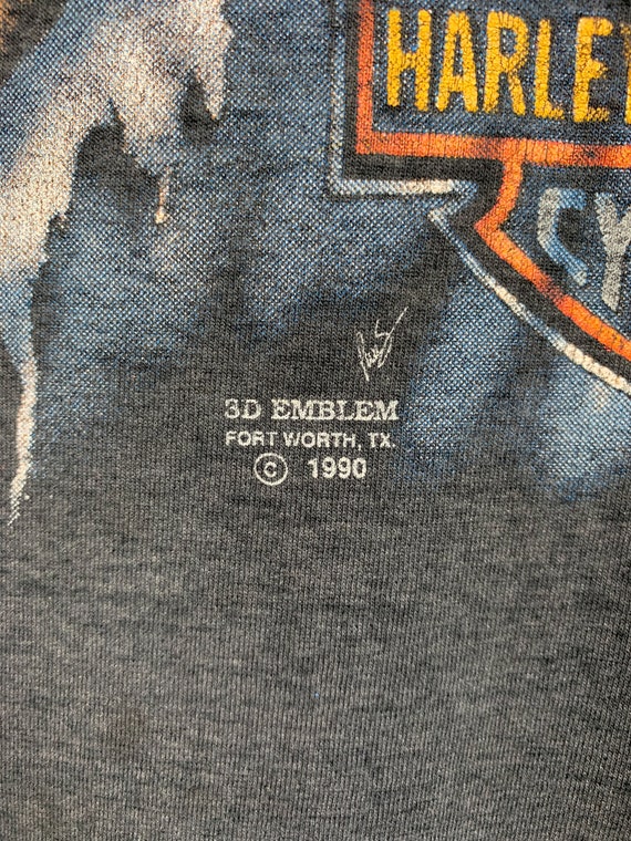 T-shirt Vintage Harley Davidson XL - Emblem Fort Worth 1990 - Noir Coton