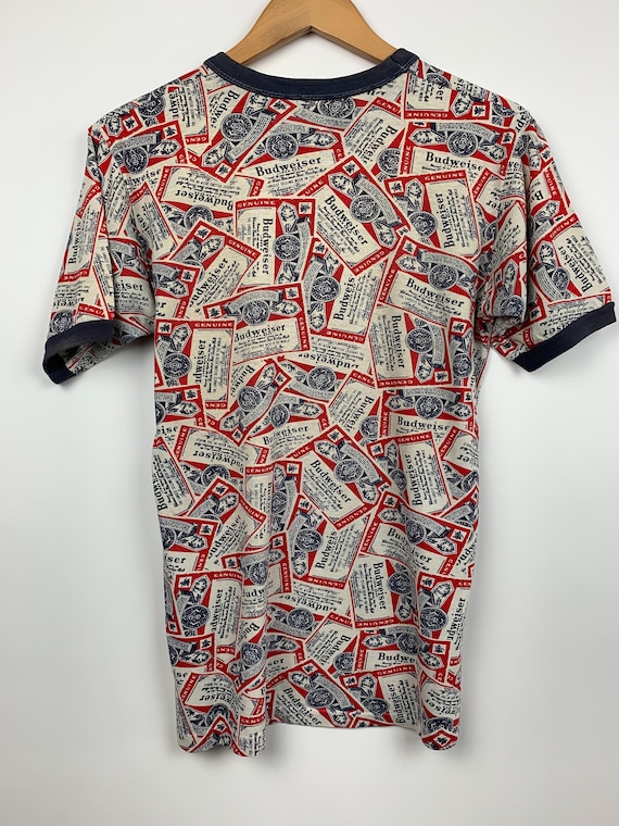 Vintage Budweiser All Over Print 1970's Ringer T S