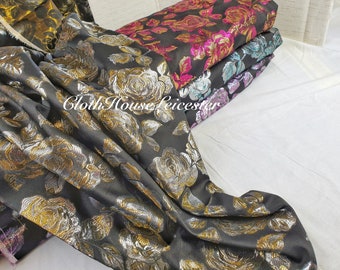 Collezione Designer Italiana Rose Broccato jacquard, damasco autostampato nero e fucsia, nero e oro, nero e lilla, nero e turchese