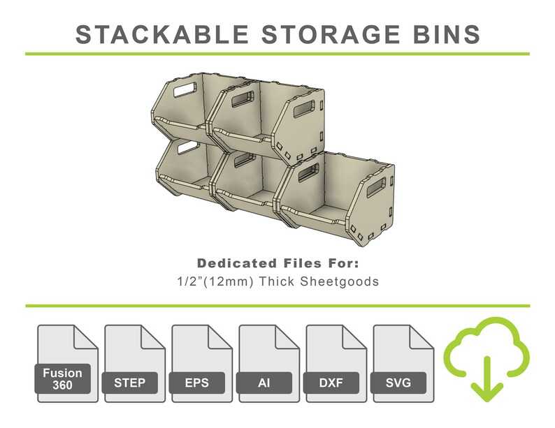 Stackable Storage Bins Organizer CNC Router Files, CNC Router Your Storage Bins, Fusion 360 step svg eps dxf file image 3