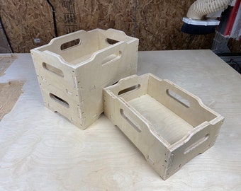 積み重ね可能な収納木箱 CNC ルーター ファイル、DIY 積み重ね合板木箱