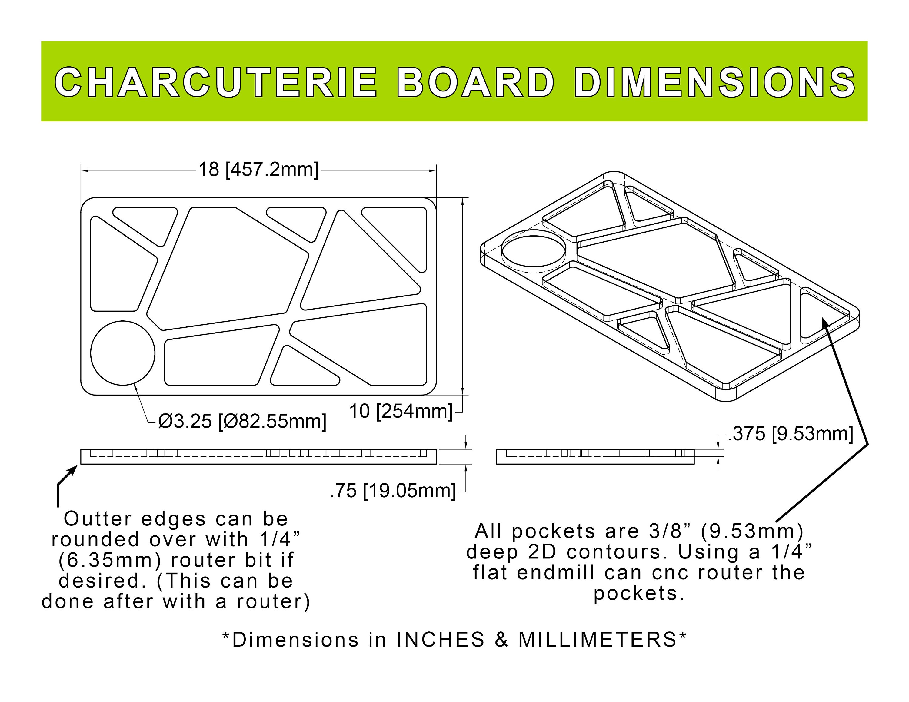 CNC Router File Charcuterie Board Tray Serving Tray, 3D Model File, 3D ...