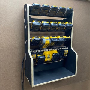 CNC Router Files Cordless Battery Holder Charging Station for Dewalt 20v Batteries, Dewalt Battery Holder Mount Storage Cabinet