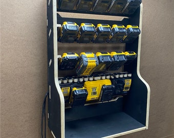 CNC Router Files Cordless Battery Holder Charging Station for Dewalt 20v Batteries, Dewalt Battery Holder Storage Cabinet - Digital Download