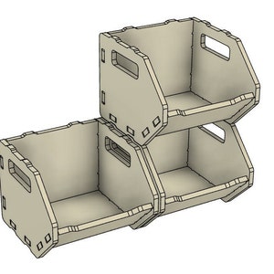 CNC Files for Wood Small Parts Organizer Bins - Modular Stackable Small Parts Tray