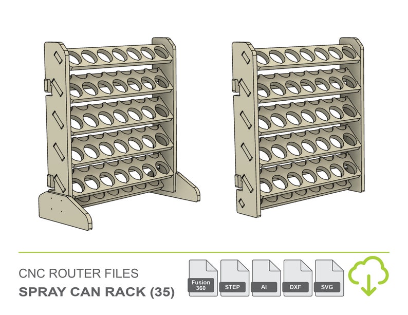 35 Can Spray Can Rack CNC Router Design File Fusion 360 DXF Etsy