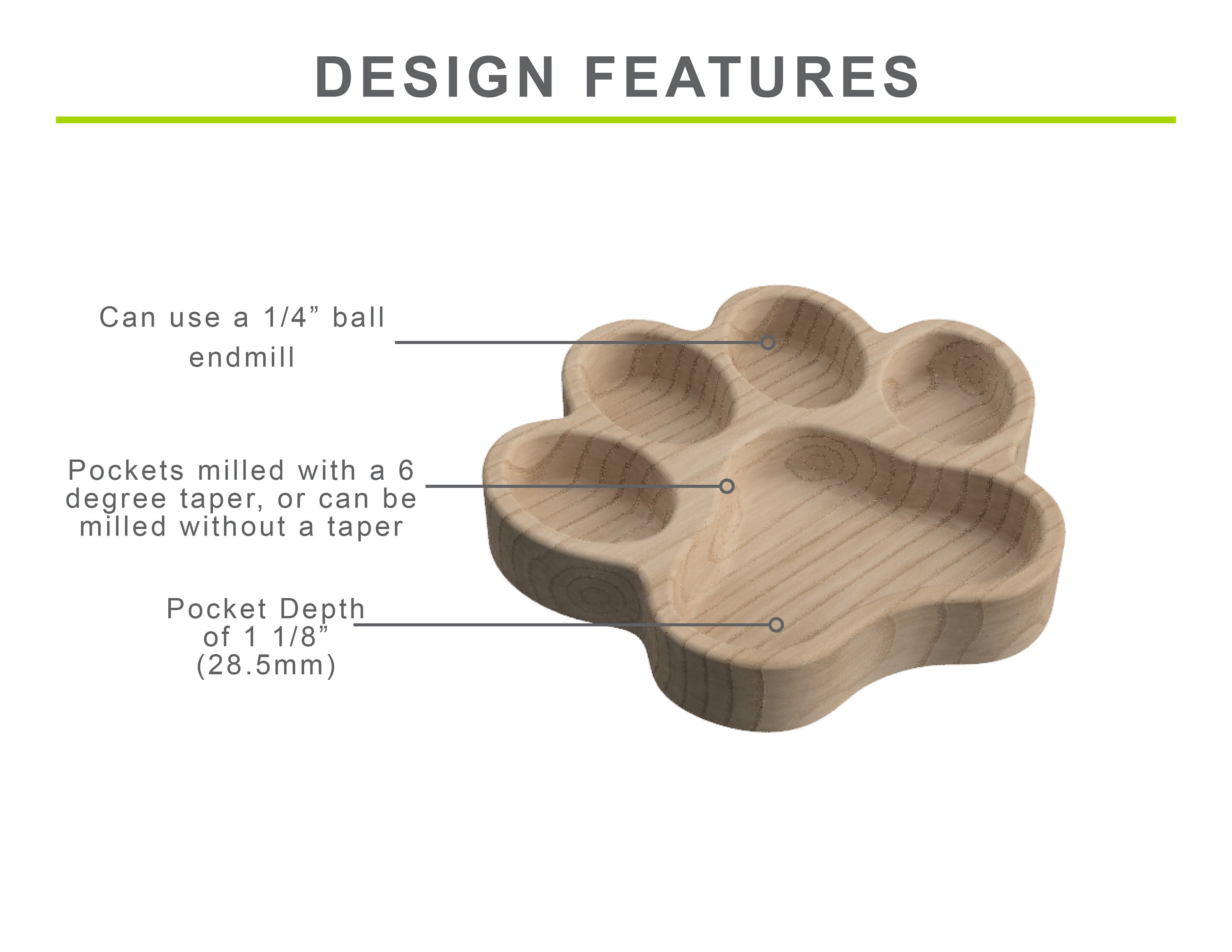 Dog Paw Tray CNC Router Files, 3D Model File, 3D Printer File ...