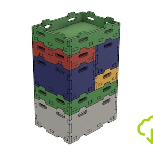 CNC Router Stackable Box Crate Files, 5 Box Set, DIY Modular Plywood Boxes, Modular Stackable Box, 3D cad Fusion 360 dxf svg design files