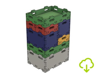 CNC Router Stackable Box Crate Files, 5 Box Set, DIY Modular Plywood Boxes, Modular Stackable Box, 3D cad Fusion 360 dxf svg design files