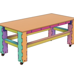 4x8 stół warsztatowy pliki stołowe CNC, plany stołu warsztatowego, Fusion 360 STEP DXF EPS SVG pliki projektowe programu Illustrator