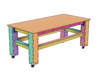 4x8 Workbench Table CNC Table Files , Workbench Plans,  Fusion 360 STEP dxf eps svg illustrator design files