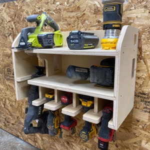 VEVOR Étagère à outils pour garage, support mural avec 5 emplacements,  station de recharge et rack