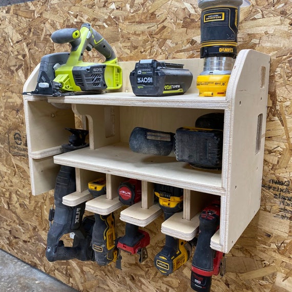 4 Slot DIY Cordless Power Tool Storage Shelf Woodworking Plans, DIY Wo –  dryforge