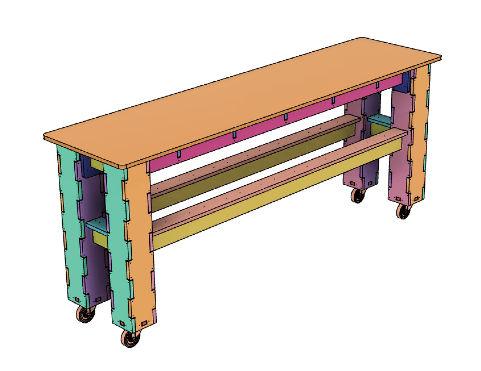 2x8 Workbench Table CNC Table Files , Workbench Plans, Fusion 360 STEP ...