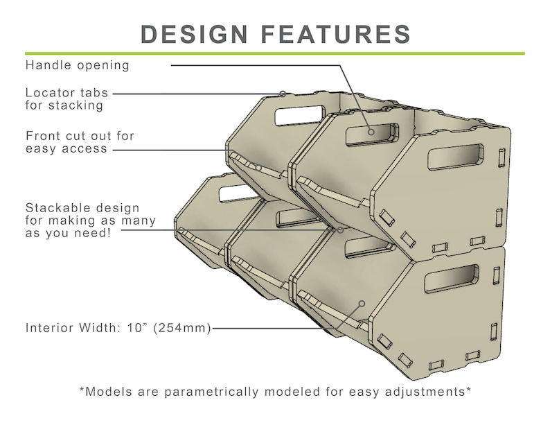 Stackable Storage Bins Organizer CNC Router Files, CNC Router Your Storage Bins, Fusion 360 step svg eps dxf file image 7
