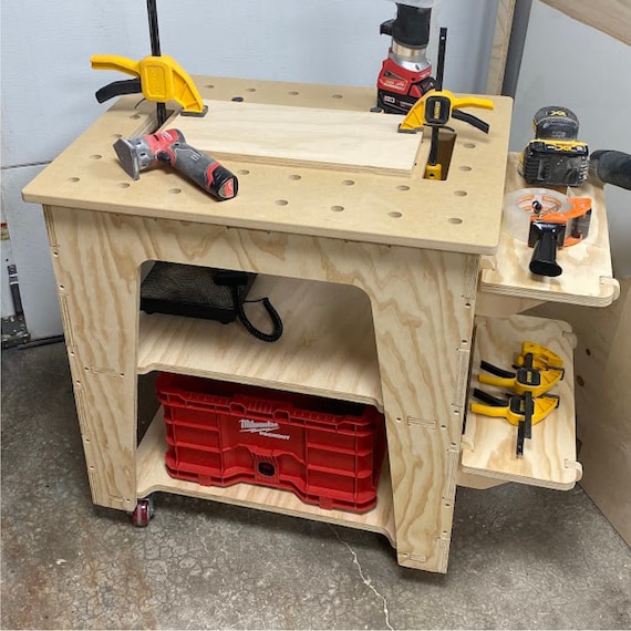 CNC Files for Wood Dog Hole Workbench Cart Mobile Workshop