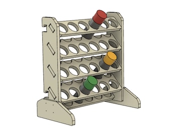 24 Can Spray Paint Can Holder Storage Rack CNC Design File, Aerosol Can Lube Organizer, Fusion 360 STEP dxf eps svg illustrator design files