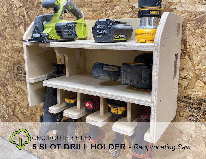 CNC Files for Wood Cordless Drill Holder Station 5 Slot Etsy